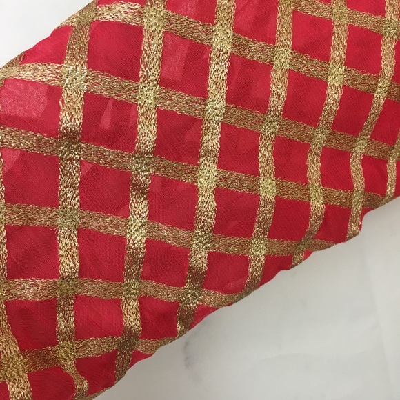 Handmade Middle Eastern Red Gold Gown Nehru Collar - Picture 5 of 7